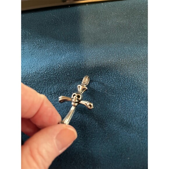 Chrome Hearts Pendant Charm Skull Cross Silver Tone Gothic Biker Pendant - Picture 3 of 5